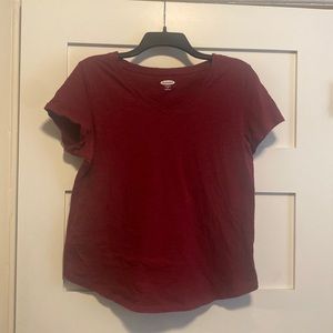Old Navy Maroon V-Neck Tee